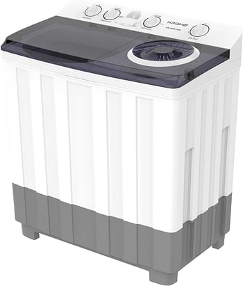 KROME 15KG Twin Tub Semi-Automatic Washing Machine, Powerful Wash with Mechanical Wash Timer, Intuitive Control, Durable Aluminium Spin Motor, 460W Wash & 200W Spin Input Power, White, KR-WSA150K