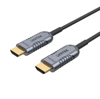 يونيتك سي 11030 ديجي 20 متر أولتربرو HDMI 2.1 كابل بصري نشط - لون رمادي + أسود