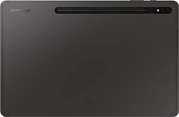 سامسونج جالكسي تابلت تاب S8 بشاشة LCD مقاس 12.4 بوصة وسعة تخزين 256GB مع قلم S ومعالج كوالكوم سناب دراجون وبطارية تدوم طوال اليوم وكاميرا بزاوية رؤية واسعة وتقنية 5G وواي فاي- لون رمادي