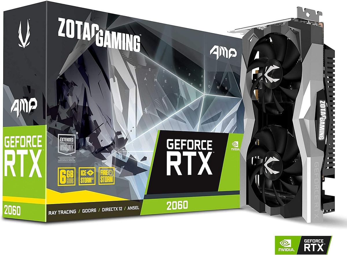 ZOTAC GAMING NVIDIA GeForce RTX 2060 AMP 6GB GDDR6 192-bit Gaming Graphics Card, Super Compact, Ice Storm 2.0, ZT-T20600D-10M