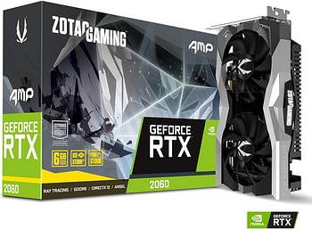 ZOTAC GAMING NVIDIA GeForce RTX 2060 AMP 6GB GDDR6 192-bit Gaming Graphics Card, Super Compact, Ice Storm 2.0, ZT-T20600D-10M