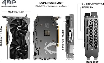 ZOTAC GAMING NVIDIA GeForce RTX 2060 AMP 6GB GDDR6 192-bit Gaming Graphics Card, Super Compact, Ice Storm 2.0, ZT-T20600D-10M