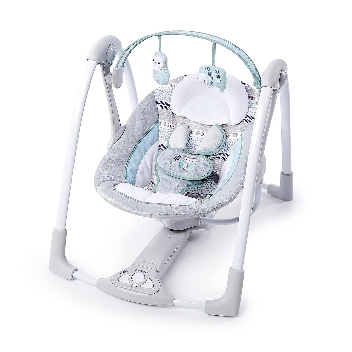 Ingenuity Compact Lightweight Portable Baby Swing with Music, Nature Sounds and Battery-Saving Technology - Abernathy, 0-9 Months