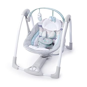 Ingenuity Compact Lightweight Portable Baby Swing with Music, Nature Sounds and Battery-Saving Technology - Abernathy, 0-9 Months