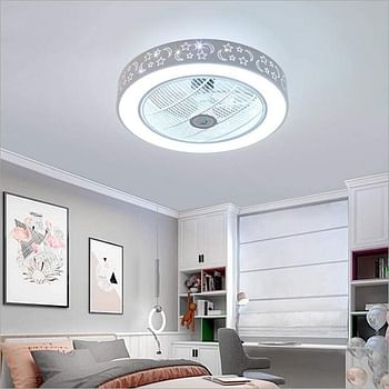 Silent Ceiling Fan Light 24inch Ceiling Fan Lamp Remote Control Lights Indoor Home Ceiling Fans Round Stealth Ultra-thin Ceiling Light Bedroom White Energy Saving