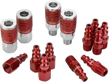 Legacy Manufacturing Connex Coupler & Plug Kit (14 Piece) Industrial Type D, 1/4 in. NPT - A73458D - Red