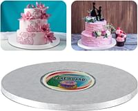 Rosy.Moment Cake Board Disposable Stand Round Trey 18-Inch Thickness 1.2 cm. Color silver.