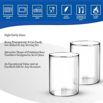 TREO Glass Tumbler - Set of 6, Transparent, 210Ml