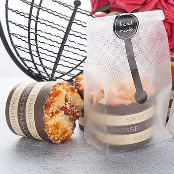 ECVV 100Pcs Bread Packaging Bags Translucent Plastic Bags Cellophane Pastry Treat Bags Valentine Gift Bags for Candies Cookies Chocolate with Stickers