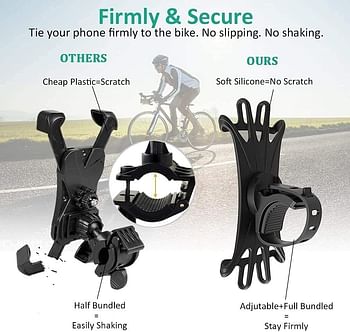 ECVV Bike Phone Mount, 360 Rotation Silicone Bicycle Phone Holder, Universal Motorcycle Handlebar Mount Compatible with iPhone 12 Pro/12 mini/Se/11 Pro Max/XR/XS Max/8, Galaxy S20, 4.0"-6.7" Phones