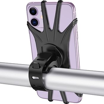ECVV Bike Phone Mount, 360 Rotation Silicone Bicycle Phone Holder, Universal Motorcycle Handlebar Mount Compatible with iPhone 12 Pro/12 mini/Se/11 Pro Max/XR/XS Max/8, Galaxy S20, 4.0"-6.7" Phones