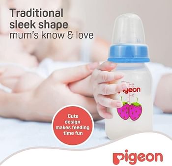 Pigeon Slim Neck Decorated Bottle, Ultra Soft Silicone Nipple, Anti Colic, Bpa Free, Assorted colors ,120ml ,1 Piece