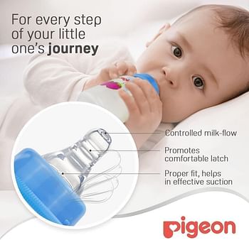 Pigeon Slim Neck Decorated Bottle, Ultra Soft Silicone Nipple, Anti Colic, Bpa Free, Assorted colors ,120ml ,1 Piece