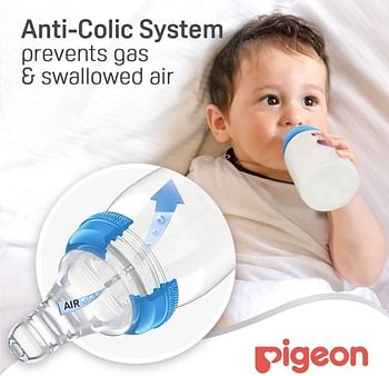 Pigeon Slim Neck Decorated Bottle, Ultra Soft Silicone Nipple, Anti Colic, Bpa Free, Assorted colors ,120ml ,1 Piece