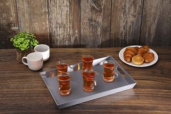 RoyalFord RF10925 Rectangular Leather Design Serving Tray, Breakfast Cereal Dessert Serving Tray Ideal for Home & Restaurant Elegant & Beautiful Sleek Design Easy to Clean, Multicolor