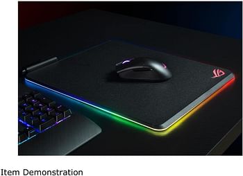 اسس قاعدة ماوس العاب روج بالتيوس RGB - منفذ USB | اضاءة RGB مزامنة اورا | سطح محسن وقاعدة مطاطية مضادة للانزلاق، أسود