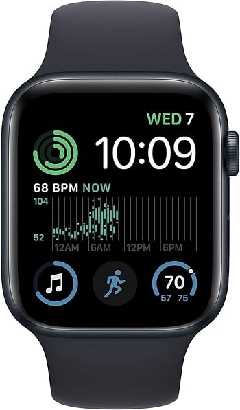 Apple Watch SE (2nd generation) (GPS, 44mm) Smart watch - Midnight Aluminium Case with Midnight Sport Band - Regular. Fitness & Sleep Tracker, Crash Detection, Heart Rate Monitor, Water Resistant