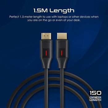 Promate HDMI 2.0 Cable, 4K@60Hz HDMI to HDMI Slim 1.5m Cable with 3D Video Support, 18Gbps Bandwidth, Ethernet Support and Gold-Plated Connectors for Laptops, Smart TVs, Monitors, ProLink4K60-150