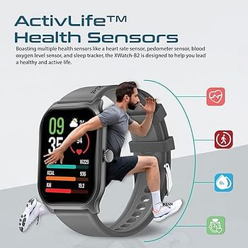 Promate Smart Watch, Premium Bluetooth 5.2 Fitness Tracker with 2-Inch TFT Display, 15-Day Battery Life, 123+ Sports Modes, 200 Watch Faces and IP67 Water Resistance for iPhone 14, Galaxy S23, XWatch-B2