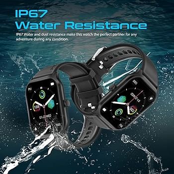 Promate Smart Watch, Premium Bluetooth 5.2 Fitness Tracker with 2-Inch TFT Display, 15-Day Battery Life, 123+ Sports Modes, 200 Watch Faces and IP67 Water Resistance for iPhone 14, Galaxy S23, XWatch-B2,BLACK