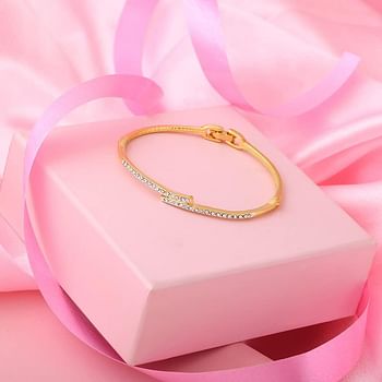 Estele Diamond Sleek Crystal Brass Bracelet For Women