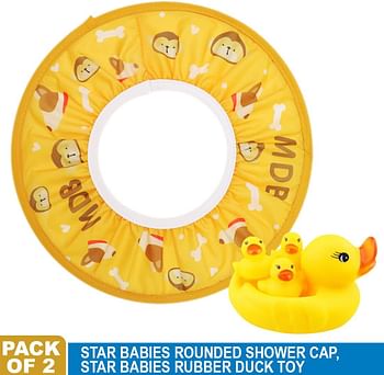 Star Babies Pack of 2 (Kids Shower Cap, Rubber Duck) - Yellow