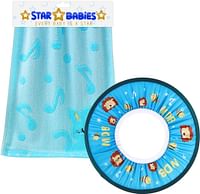 ستار بيبيز - قبعة استحمام للاطفال قابلة للتعديل مع مناشف للاطفال - عبوة من قطعتين - ازرق