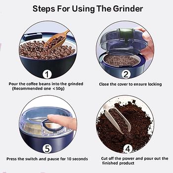 ECVV Electric Kitchen Grinder Mixer - Electric Coffee Grinders for Spices-Seeds- Herbs- and Coffee Beans-Spice Blender and Espresso Grinder-Wet and Dry Grinder Stainless Steel