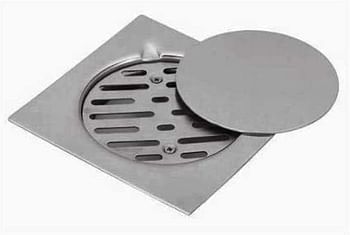 Aquaplast Made in Italy Stainless Steel Floor Drain with Screwed Grate and Cover Plate Trap, 20X20cm