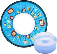ستار بيبيز - قبعة استحمام للاطفال قابلة للتعديل مع اسفنجة بودرة للاطفال - عبوة من قطعتين - ازرق
