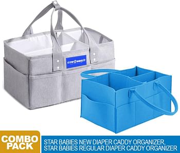 Star Babies Pack of 2, New Diaper Caddy Organizer + Regular Diaper Caddy Organizer