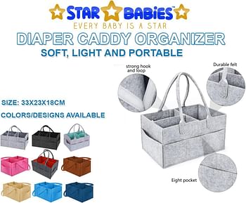 Star Babies Pack of 2, New Diaper Caddy Organizer + Regular Diaper Caddy Organizer
