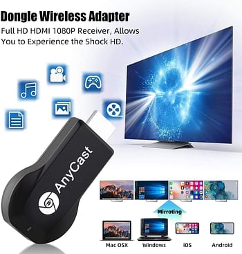 HDMI Display Dongle, Wi-Fi, 4K Wireless HDMI Display Adapter, 1080P Mobile Screen Mirroring Receiver Dongle to TV/Projector Receiver Compatible With Android Mac i-OS Windows