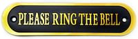 Will's Family Store "Please Ring The Bell" Aluminum Door Sign Brushed Finish 5.5x1.4 inch, Black And Golden