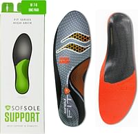 Sof Sole Insoles Unisex FIT Support Full-Length Foam Shoe Insert, Grey, High Arch/37 38 EU