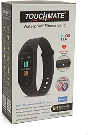 TOUCHMATE Waterproof Fitness Band with 2 Free Belts, Bluetooth