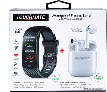 TOUCHMATE Waterproof Fitness Band with Wireless Bluetooth TWS Earbuds TM-SW100BT