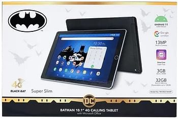 BATMAN 10.1” 1280 x 800 Pixel IPS Panel, 4G Calling, 32GB, 3GB RAM, Android 11 with Microsoft Office (TM-MID1065BT)