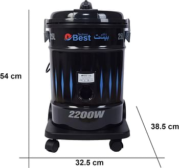 Techno Best 2200W Drum Vaccum Cleaner, 25 Liter Capacity-BVC-025