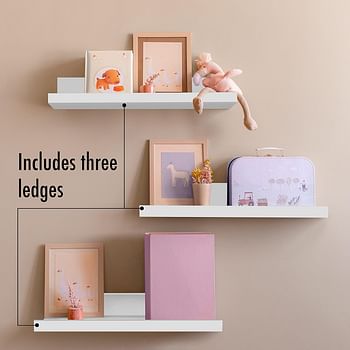 Americanflat 14 Inch Floating Shelves Set of 3 in White Composite Wood - Wall Mounted Storage Shelves for Bedroom, Living Room, Bathroom, Kitchen, Office and More