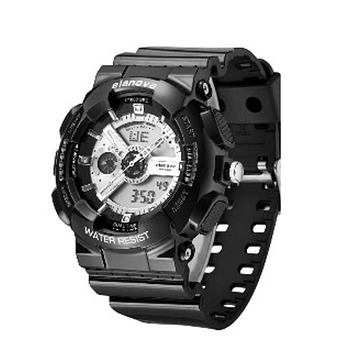 Elanova Men's Rubber Analog Digital Watch EL908 Round Black