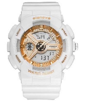 Elanova Men's Rubber Analog Digital Watch EL908 Gold Dial White
