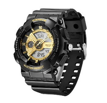 Elanova Men's Rubber Analog Digital Watch EL908 Gold Dial Black