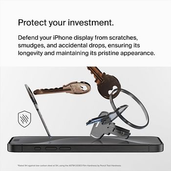 Belkin ScreenForce UltraGlass 2 Treated iPhone 15 Pro Max Screen Protector, Scratch-Resistant, 9H Hardness Tested Glass with Slim Design, Includes Easy Align Tray for Bubble-Free Application
