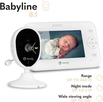 Lionelo 2-Piece Babyline 8.1 Video Baby Monitor - White