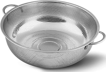 ECVV -20CM Multipurpose Stainless Steel Colander Strainer Drainer with Handle for Rice Fruits Vegetable Noodles Pasta Beans Grains Washing Filter Basket for Kitchen Bowl Storing and Straining Purpose