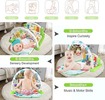 SKY-TOUCH Play Mats for Baby Gyms- Kick and Play Piano Gym Mats - Detachable Tummy Time Mat with Music and Lights - Musical Electronic Learning Toys - Activity Center for Babies and Toddlers