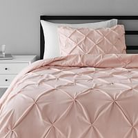 Amazn Basics Pinch Pleat Down-Alternative Comforter Bedding Set - Twin / Twin XL, Blush
