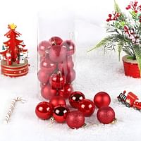 شجرة عيد الميلاد زينة الحلي زخرفة كرات تألق شاتيربروف عيد الميلاد الكرة الحلي مجموعة - (الأحمر ، 24 قطعة 6 سنتيمتر القطر) التألق الحلي ل شجرة ديكور ، دائم البلاستيك عطلة زينة
