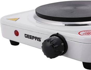 Geepas GHP32013 1000W Electric Single Hot Plate for Flexible & Precise Table Top Cooking - Cast Iron Heating Plate